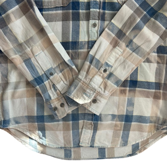 Distressed 100% Cotton Bleached Flannel Rolling Stones Print Unique Upcycled Sm - Picture 7 of 10